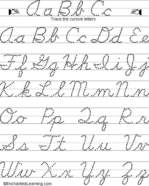 cursive writing worksheet | back to the index enchanted learning search search the enchanted ... Cursive Chart, Cursive Alphabet Printable, Typing Hacks, Cursive Letters Worksheet, Cursive Writing Practice Sheets, Cursive Worksheets, Cursive Handwriting Worksheets, Alphabet Handwriting, Teaching Cursive