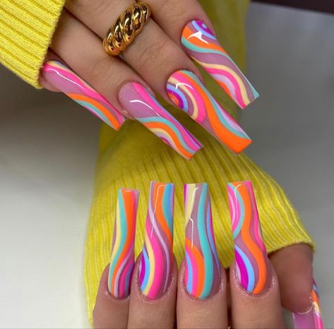 Reading Outfits, Nails Vibrant, Colourful Acrylic Nails, Vibrant Nail Colors, Classy Acrylic, Birthday Vibes, Baby Proof, Fancy Nails Designs, Nails Design With Rhinestones