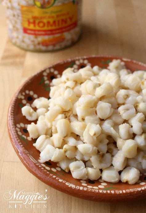 What is hominy? Everything you've ever wanted to know about hominy and recipes using this magic corn kernel. By Mama Maggie's Kitchen Hominy Corn Recipes, Dried Hominy Recipes, Fried Hominy Recipes, Recipes With Hominy, Canned Hominy Recipes, Homemade Edibles, Hominy Casserole, Hominy Recipes, Merge Mansion