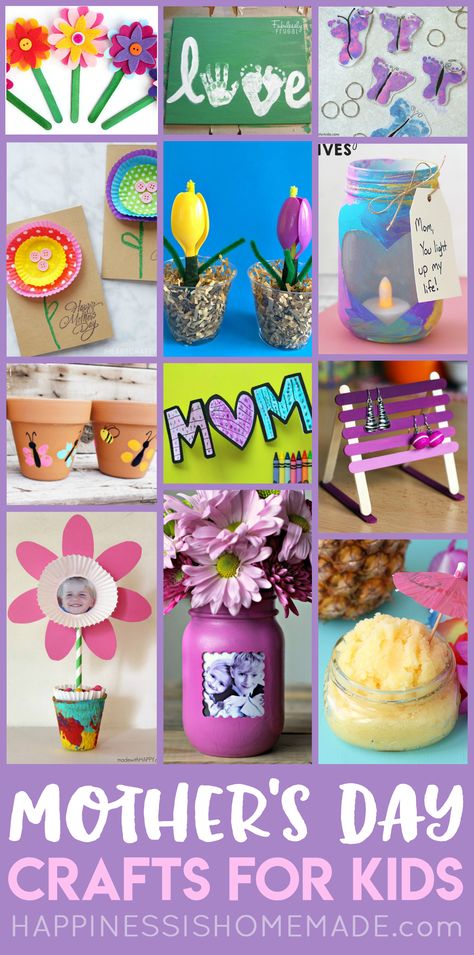 These Easy Mother's Day Crafts for Kids make fantastic homemade Mother's Day gift ideas! Kid-made DIY Mother's Day gifts are the best! Make these cute Mother's Day kids crafts to celebrate your favorite Mom! via @hiHomemadeBlog Mother's Day Crafts For Kids, Easy Mother's Day Crafts, Diy Mother's Day Crafts, Cute Mothers Day Gifts, Homemade Mothers Day Gifts, Diy Easter Gifts, Diy Gifts For Mom, Mother's Day Crafts, Diy Gifts For Kids