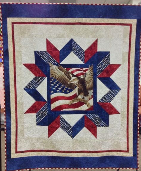 "American Pride" Quilt of Valor. Pattern available through Craftsy Veteran Quilts, Military Quilts, Pride Quilt, Valor Quilts, Freedom Quilt, Usa Quilt, American Flag Quilt, Fun Quilts, Quilt Panels