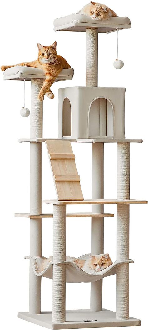 https://amzn.to/47FIJmR Modern Cat Tower, Cozy Hammock, Wooden Cat Tree, Large Cat Tree, Cool Cat Trees, Modern Cat Tree, Gato Grande, Cat Tree Condo, Wood Cat