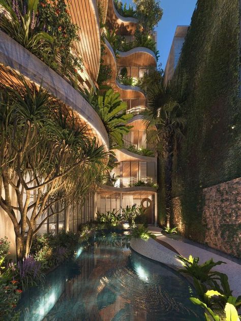 Architect Project, Biophilic Architecture, Folding Architecture, Outdoor Fence, Small Entrance, Biophilic Design, Garden Terrace, Lighting Concepts, Tropical Climate