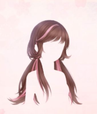 Brown Hair With Pink Streaks, Low Pigtail Hairstyles, Hair With Pink Streaks, Brown Hair With Pink, Low Pigtails, Hairstyles Anime, Pink Wardrobe, Pink Streaks, Pigtail Hairstyles