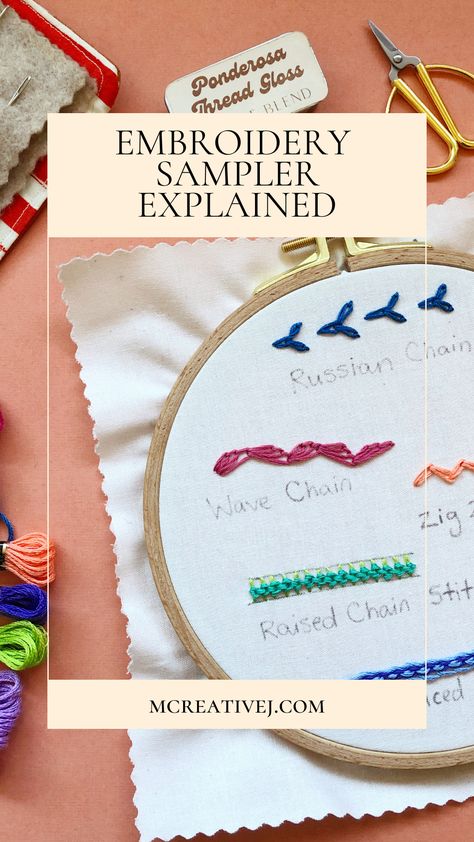 Learn what an embroidery stitch sampler is and find modern stitch sampler kits to try. Embroidery Stitch Sampler, Modern Hand Embroidery, Stitch Sampler, Hand Embroidery Kits, Embroidery Sampler, Embroidery Stitch, Visible Mending, Create Words, Hoop Art