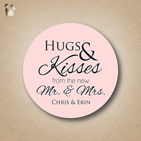 Hugs and Kisses from the new Mr and Mrs Stickers - Blush weddings (*Amazon Partner-Link) Mr And Mrs Stickers, Grad Candy Bar, Grad Candy, Graduation Candy Buffet, Candy Buffet Labels, Wedding Candy Buffet, Mason Jar Favors, Buffet Labels, Candy Bar Sign