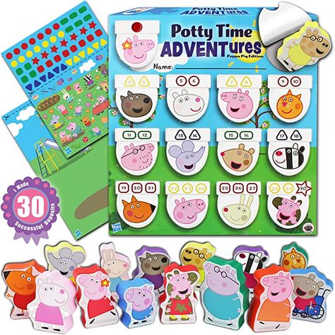 Lil ADVENTS Potty Time Adventures - Peppa Pig with 14 Wooden Block Toy Prizes | Potty Training Advent Game | As Seen on Shark Tank | Wood Block Toys, Reward Chart, Activity Board and Stickers Advent Games, Potty Training Tools, Potty Training Sticker Chart, Potty Training Stickers, Potty Training Reward Chart, Potty Training Rewards, Wooden Blocks Toys, Potty Training Girls, Potty Chart