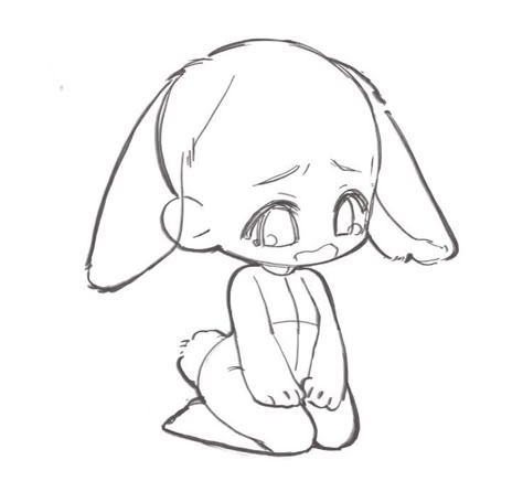 Bunny Poses Drawing, Bunny Base Drawing, Cute Drawing Base Chibi, Anime Bunny Drawing, Chibi Base Pose Cute, Pose Drawing Chibi, Chibi Reference Pose, Bunny Anatomy, Gacha Bunny