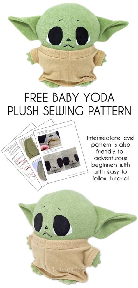 Free Baby Yoda plush sewing pattern Sewing Plush, Plush Sewing, Diy Sy, Projek Menjahit, Plushie Patterns, Sewing Stuffed Animals, Sew Ins, Costura Diy, Pattern Sewing