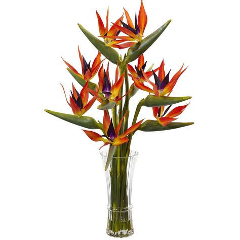 Nearly Naturals Multicolored Large Birds of Paradise in Vase (Multi), Purple (Plastic) Tropical Flower Arrangements, Paradise Plant, Artificial Birds, Birds Of Paradise Flower, Glass Cylinder Vases, Silk Arrangements, Home Floral Arrangements, Cylinder Vase, Silk Flower Arrangements