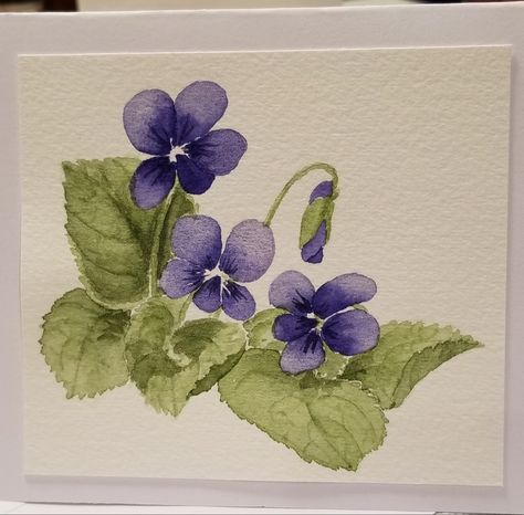 Purple Flower Drawings, African Violet Painting, Watercolour Violets, Violet Flower Watercolor, Violet Drawing, Watercolor Violets, Violet Painting, Painted Violets, Watercolor Violet