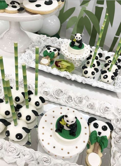 Tropical Panda Baby Shower | CatchMyParty.com Panda Baby Shower Theme, Panda Birthday Theme, Panda Themed Party, Panda Baby Showers, Panda Decorations, Panda Birthday Party, Boy Baby Shower Ideas, Panda Birthday, Panda Baby