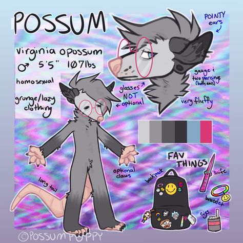 Opossum Fursona Art, Anthro Opossum, Opposum Fursona, Goat Oc Drawing, Emo Fursona, Opossum Fursuit, Possum Fursuit, Opossum Fursona, Possum Fursona