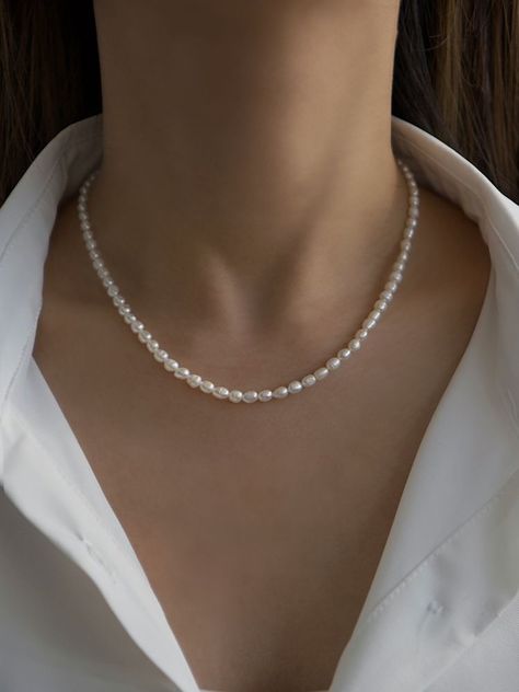 Danty Pearl Necklace, Pearl Short Necklace, Pretty Pearl Necklace, Short Pearl Necklace, Perl Neckles Simple, Dainty Pearl Jewelry, Trendy Pearl Necklace, Pearl Jewelry Necklace Simple, Peral Necklace