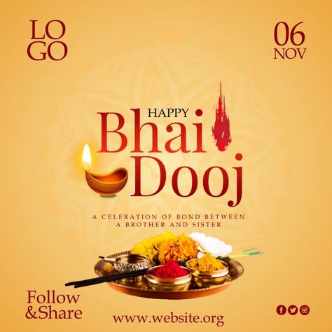 Customizable Design Templates for bhai dooj banner | PosterMyWall Bhai Dooj Post, Happy Bhai Dooj, Diwali Poster, Bhai Dooj, Invert Colors, Promotional Flyers, Happy Navratri, Free Social Media, Font Setting