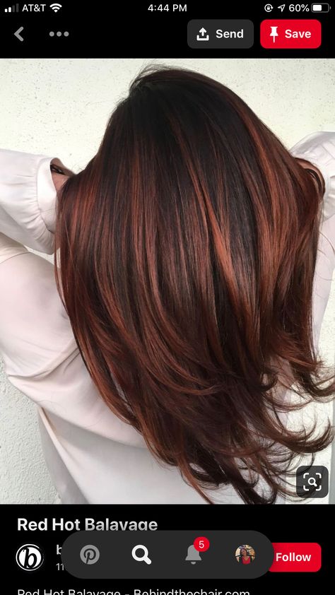 Dark Auburn Hair Color, Hair Color Red Ombre, Dark Auburn Hair, Copper Balayage, Hair Color Chocolate, Copper Hair Color, Hair Color Auburn, Trendy Hair Color, Auburn Hair