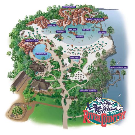 River Country Water Park Map - Walt Disney World Abandoned Disney Park, Abandoned Water Parks, Disney Water Parks, Disney Nostalgia, Discovery Island, Disney Tourist Blog, Abandoned Amusement Parks, Disney Photos, Urban Legends