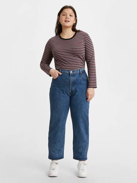 Ribcage Straight Ankle Women's Jeans (plus Size) - Medium Wash | Levi's® US Ultimate Capsule Wardrobe, Ribcage Jeans, Straight Ankle Jeans, Pants Plus Size, Slip Skirts, Jeans Mom, Recycled Denim, Levis Women, Ankle Jeans