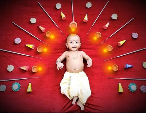 Happy Diwali Baby Photoshoot, Diwali Photography For Babies, Diwali Theme Photoshoot For Baby, Diwali Baby Photoshoot Ideas, Festival Poses, Babies Photoshoot, Diwali Photoshoot, Monthly Photoshoot, Born Baby Photos