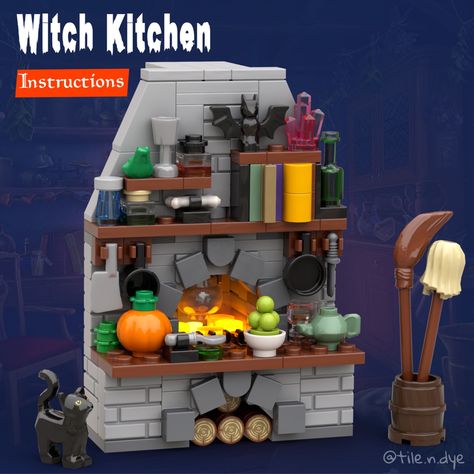 Lego Haunted House, Lego Kitchen, Witch's Kitchen, Witch Kitchen, Lego Halloween, Lego Hogwarts, Lego Accessories, Lego Christmas, Lego Diy