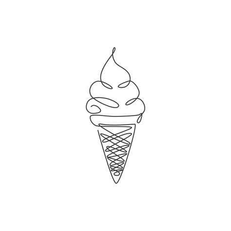 How To Draw Ice Cream Cone, Ice Cream Graphic Design Illustrations, Small Ice Cream Cone Tattoo, Ice Cream Vector Illustration, Ice Cream Cone Tattoo Simple, Ice Cream Tattoo Ideas, Ice Cream Line Art, Gelato Drawing, Ice Cream Illustration Design