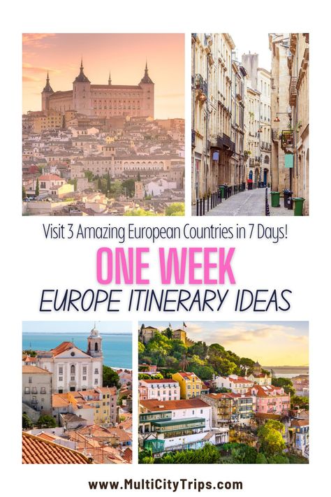 Although 7 days in Europe or a week in Europe may not seem enough to do justice to its offerings, it is enough to gauge an understanding of its countries’ potentials. Embarking on multi-country itineraries is one fantastic way to do that. If you are looking for some inspiration, we have compiled the top five most diverse 7 Day Europe itinerary ideas for you. These one-week in Europe itinerary ideas are some of the best. If 7 days in Europe is all you have, check out these itineraries now! A Week In Europe, One Week In Europe, Top Europe Destinations, Europe Trip Planning, Europe Itinerary, Europe Train Travel, European Itineraries, Itinerary Ideas, Europe Bucket List