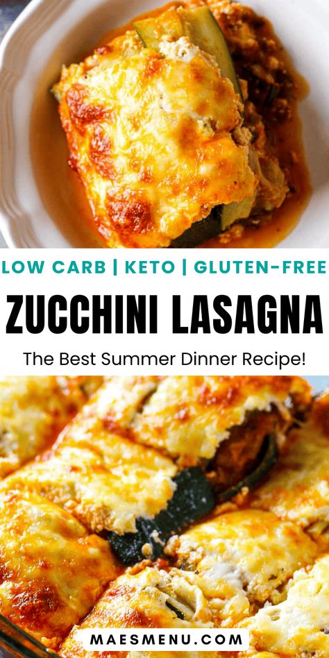 Enjoy a perfect summer dinner with my Zucchini Lasagna, a low carb and gluten-free delight! This hearty meal combines tender zucchini layers with a savory beef sauce and creamy cheese, making it an ideal dish for any summer evening. It's a healthy alternative that doesn't skimp on flavor. Dive into this scrumptious, easy-to-prepare recipe and make your summer meals unforgettable! #summerdinnerrecipes #zucchinirecipes Low Carb Summer Meals, Zucchini Dinner, Zucchini Dinner Recipes, High Fiber Low Carb, Bariatric Meals, Healthy Low Carb Dinners, Beef Sauce, Lunch Salad, Vegetable Lasagna