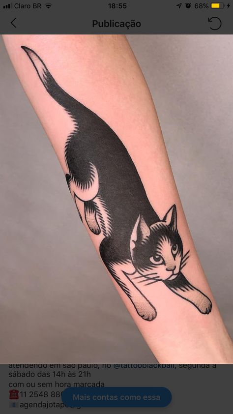 Mean Cat Tattoo, Stylized Cat Tattoo, Ornamental Cat Tattoo, Bat Woman Tattoo, Black Cat Tattoo Traditional, Cat Tattoo Leg, Tortie Cat Tattoo, Trad Cat Tattoo, Heavy Black Tattoo