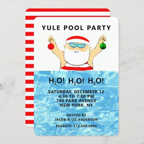 Summer Christmas Party, Swimming Party, Summer Party Invitations, Christmas Holiday Party, Summer Christmas, Christmas Party Invitation, Holiday Party Invitations, Swim Team, Christmas Party Invitations