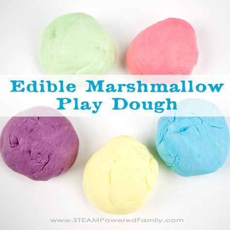 Taste Safe Homemade Playdough - Play dough recipe with a science twist Marshmallow Science, Edible Playdoh, Edible Play Dough, Edible Kids Crafts, Dough Slime, Edible Play Dough Recipe, Edible Playdough, Gelatinous Cube, Steam Activity