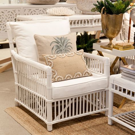 Bermuda Armchair White White Rattan Furniture, Houses Inspiration, Console Mirror, City Living Room, Conservatory Decor, Hamptons Style Homes, British Colonial Decor, White Rattan, White Chairs