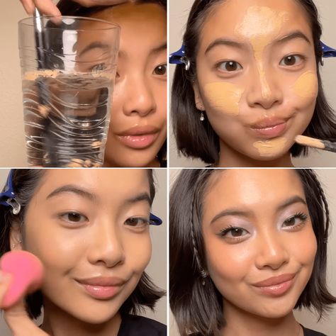 Mixing Foundation With Moisturizer, Foundation Hacks Tiktok, Foundation In Water Hack, Foundation Hacks, Foundation Mixing, Water Foundation, Water Based Foundation, Dewy Foundation, Human Digestive System