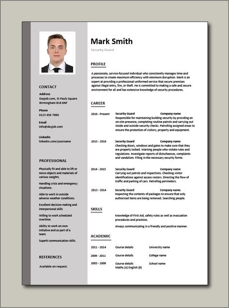 Immediately download this Free Security Guard CV template. It is in Microsoft Word (DOC) format, easy to edit, printable and can be fully customised. #CV #template #Resume #Free #Job #application #MS #Word #Building Chef Resume, Nursing Cv, Teacher Cv Template, Reference Page For Resume, Free Cv Template Word, Office Manager Resume, Teacher Cv, Teacher Resume Examples, Cv Template Word