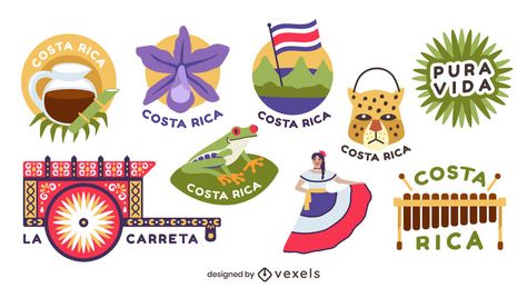 Costa Rica Elements Design Pack #AD , #Rica, #Costa, #Design, #Pack, #Elements Costa Rica Drawing, Costa Rica Poster Project, Costa Rica Tattoo Ideas, Costa Rica Tattoo, Costa Rica Poster, Costa Rica Map Illustration, Costa Rica Flag, Costa Rica Art, Cost Rica