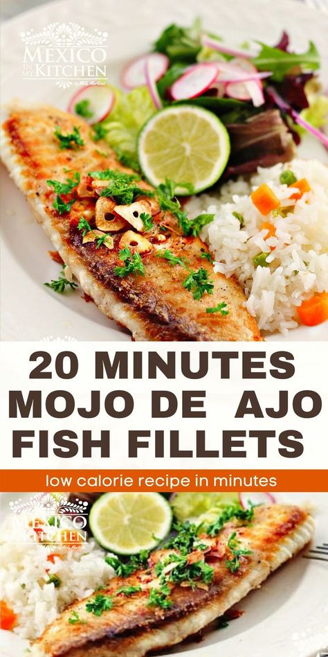 This Filete de Pescado al Mojo de Ajo recipe is one of the quickest ways to prepare fish filets. Just a few ingredients will render a delicious dinner in a matter of minutes. You can even use other types of fish, like cod, sole, or even salmon. #easyfishfillets #garlicfish #mojodeajo Sole Filet Recipe, Fish Filet Recipes, Mexican Fish Recipes, Sole Recipes, Filet Recipes, Mexican Favorites, Latino Food, Boricua Recipes, Fish Fillets