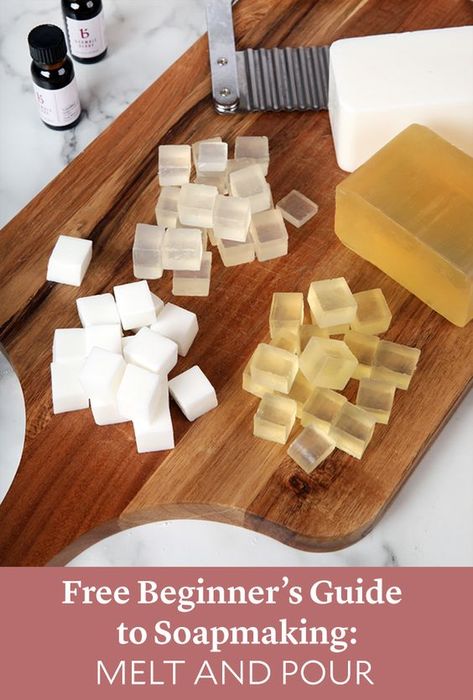 Free Beginner's Guide to Soapmaking - Melt and Pour Soap Base Recipe, Melt And Pour Soap Base, Diy Soap Bars, Easy Soap Recipes, Diy Soap Recipe, Bars Of Soap, Săpunuri Handmade, Handmade Soap Recipes, Melt And Pour Soap