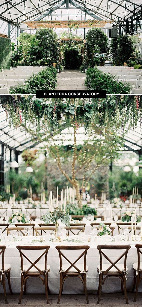 Top 26 Coolest Wedding Venues in the United States | Green Wedding Shoes Floor Wedding Decorations, Glass Conservatory Wedding, Trusses Wedding Decor, Conservatory Wedding Reception, Upstate New York Wedding Venues, Glass Wedding Venues, Wedding Conservatory, Simple Beautiful Wedding, Planterra Conservatory Wedding