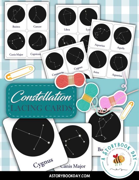 Constellation Activities, Constellation Craft, Elementary School Projects, Stars And Constellations, Marshmallow Crafts, Printable Circles, Aries And Aquarius, Lacing Cards, The Constellations