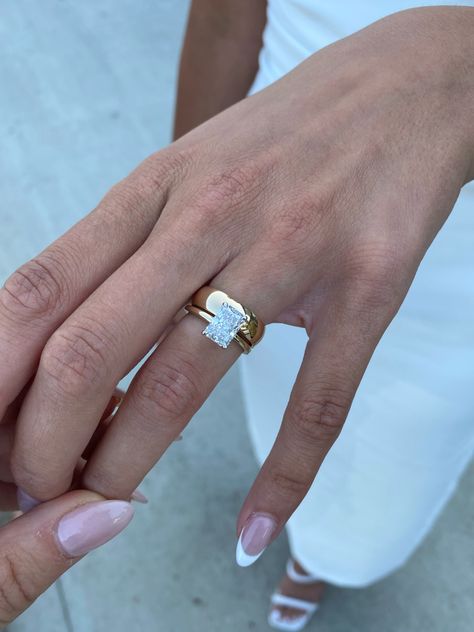 Thick Gold Wedding Band, Thick Wedding Bands, Gold Band Engagement Rings, Thick Gold Band, Stacked Wedding Bands, Cute Engagement Rings, Future Engagement Rings, Dream Engagement, Dream Engagement Rings