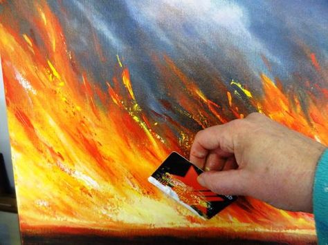 Embedded image Fire Art Painting, Painting Fire, Fire Painting Tutorial, How To Paint Fire, Fire Painting Acrylic Easy, How To Paint Fire Acrylic, Fire Oil Painting, Painting Flames Fire Acrylic, Fire Painting