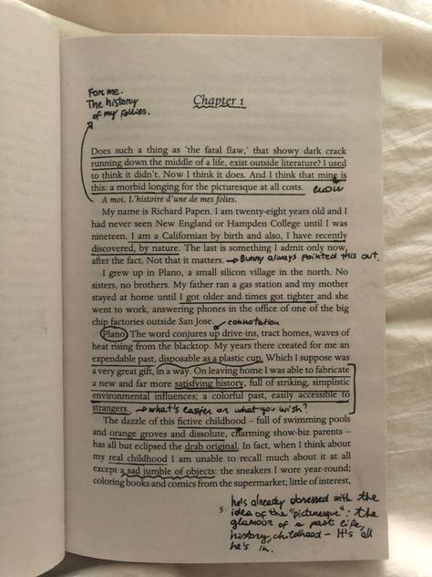 #books #thesecrethistory #annotatedbooks #darkacademia The Secret History Annotations, History Page, Donna Tartt, Book Annotation, The Secret History, Chapter One, Chapter 1, History Books, The Twenties