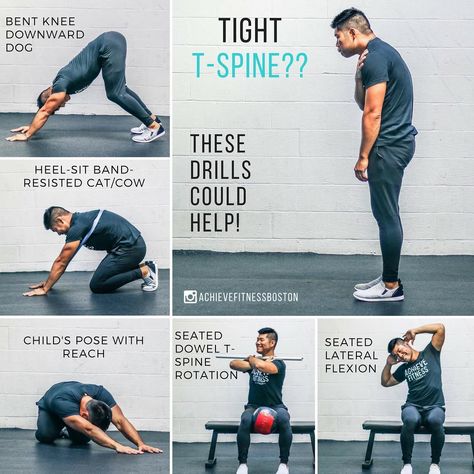 Achieve Fitness on Instagram: “TSPINE/UPPER BACK FEELING “TIGHT”? - What’s up, Achievers?! @jasonlpak here with 5 drills that can help mobilize your thoracic spine…” Thoracic Spine Mobility, Spine Mobility, Warm Up Stretches, Strength Workouts, Dynamic Warm Up, Ankle Mobility, Hip Flexor Stretch, Mobility Exercises, Glute Bridge