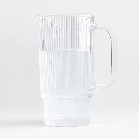 Water Pitchers, Juice Pitchers & More | Crate & Barrel Batched Cocktails, Drink Pitcher, Juice Pitcher, Brunch Drinks, Ribbed Glass, Glass Pitcher, Water Pitchers, Glass Pitchers, Unique Furniture