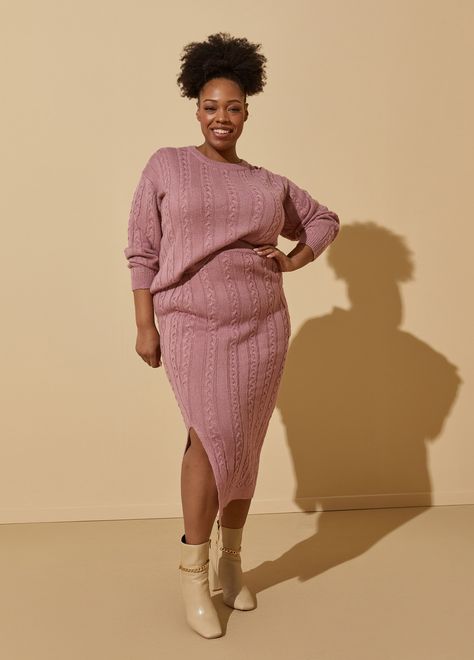 Plus Size Sweater Dress, Matching Skirt Set, Midaxi Skirt, Sweater Skirt Set, Plus Size Trendy, Plus Size Sweater, Fall Plus Size, Matching Sweaters, Trends 2025