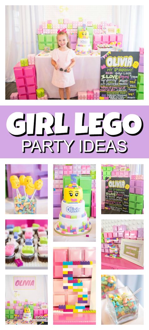 Lego Themed Birthday Party Girl, Princess Lego Birthday Party, Lego Friends Birthday Party Ideas, Lego Birthday Party Girl, Lego Birthday Cake Girl, Lego Friends Birthday Cake, Girl Lego Birthday Party, Lego Girls Cake, 7th Birthday Girl Ideas Theme