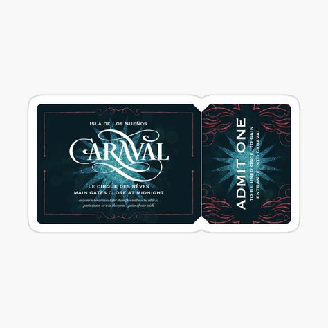 Ticket Sticker, Caraval Book, Book Themed Party, Stephanie Garber, Book Stickers, One Wish, Admit One, Our World, Invitation Design