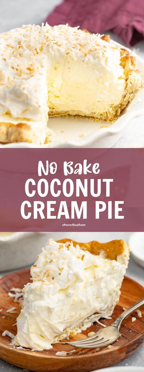 No Bake Coconut Cream Pie, Easy Cream Pie, Pumpkin Cream Pie, Heavenly Desserts, Strawberry Cream Pies, Coconut Cream Pie Recipes, Coconut Pudding, Coconut Pie, Chocolate Cream Pie