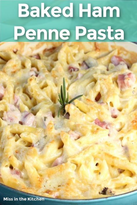 Ham And Cheese Spaghetti, Ham Pasta Recipes Dinners, Ham Pasta Bake, Baked Ham Leftover Recipes, Ham And Pasta Casserole, Pasta With Ham Recipes, Ham Leftover Recipes Dinner Tonight, Dinner List Ideas, Ham Penne Pasta