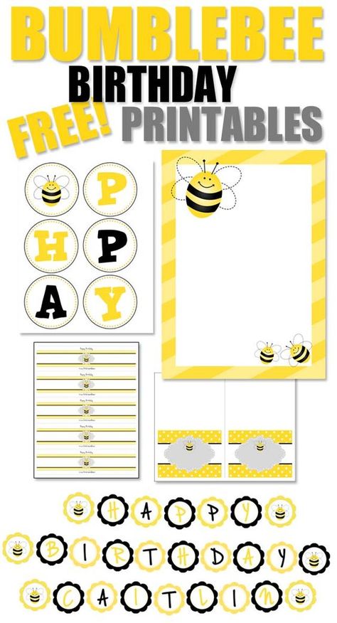 Bumblebee Themed Birthday Party with FREE Printables. These are too cute! Printable labels, tent table cards, invitations, etc. for a spring party. Graduation Free Printables, Bumblebee Birthday Party, Bumble Bee Birthday Party, Bumblebee Birthday, Bee Themed Classroom, Bumble Bee Birthday, Bee Invitations, Bee Theme Party, Bee Classroom