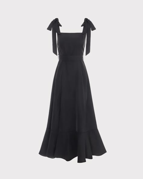 Free shipping on orders over $69. Shop The Black Ruffle Hem Tie Strap Maxi Dress - black - xs,s,m,l,xl at RIHOAS. Strap Maxi Dress, Tailored Clothes, Ruffle Maxi Dress, Ruffle Fabric, Prom Formal, Mini Dresses For Women, Ruffled Maxi Dress, Polyester Dress, Black Ruffle